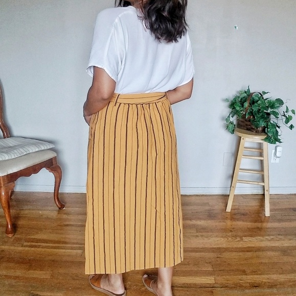 UNAPOLOGETIC MUSTARD STRIPED MIDI SKIRT - Picture 5 of 8